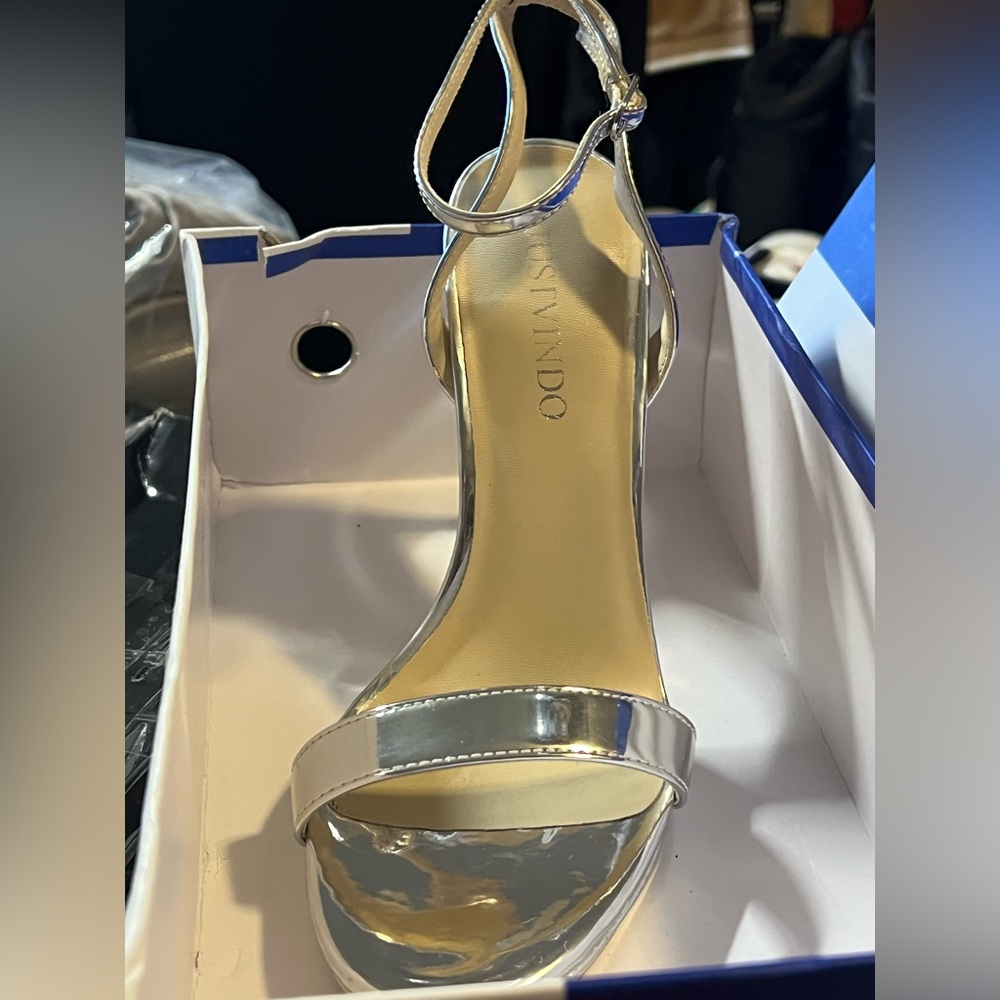 Silver strappy heals just in time for the holidays!